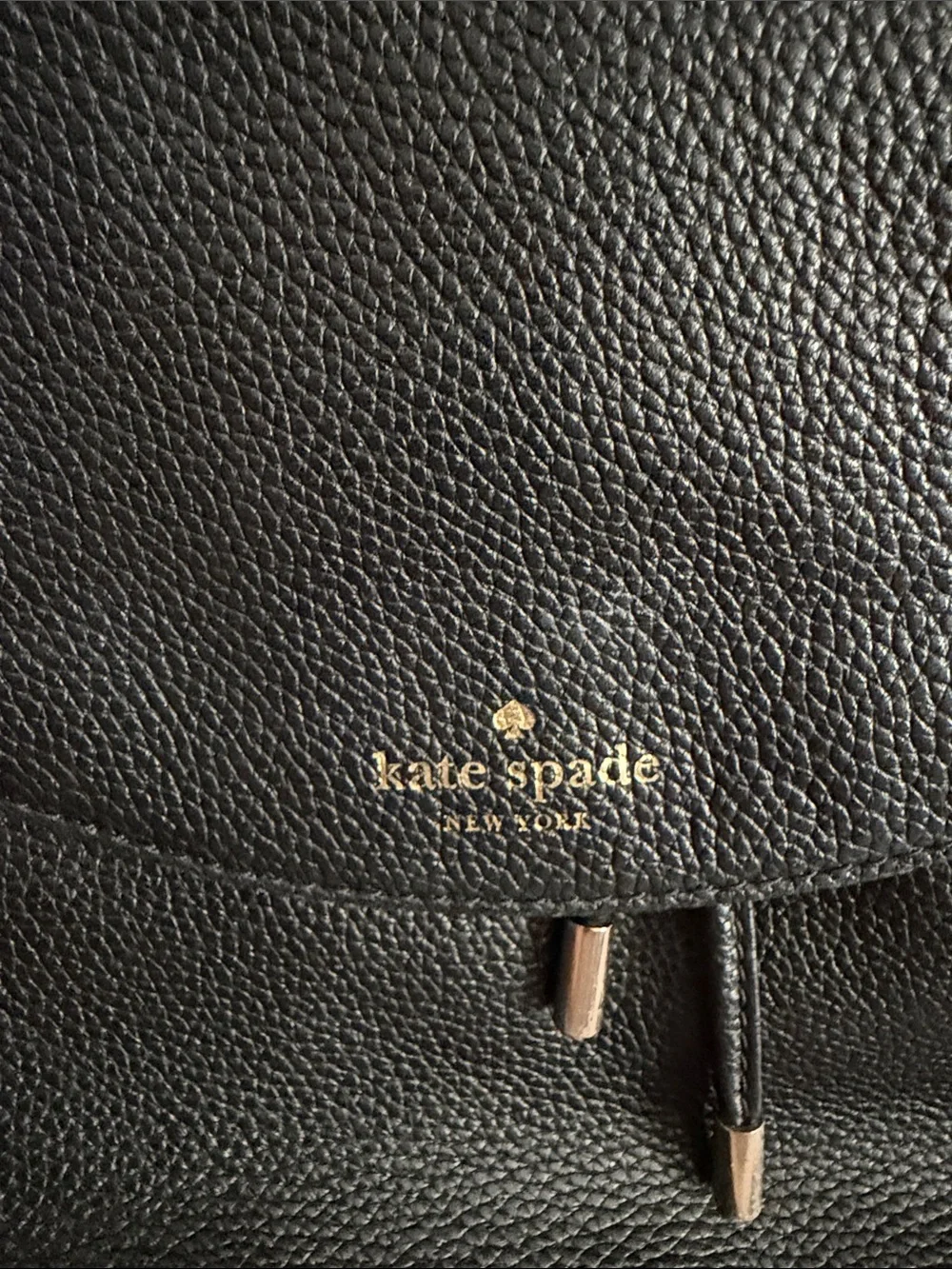 kate spade Black Pebbled Leather Drawstring Backpack
